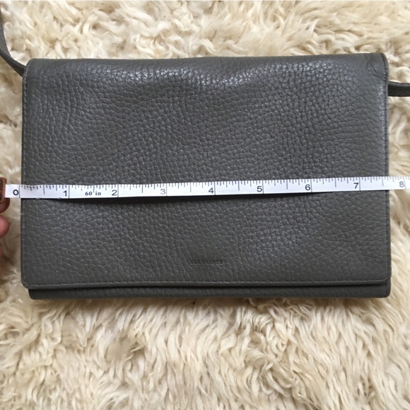 AllSaints Grey Pebble Leather Shoulder Purse - Picture 2 of 14